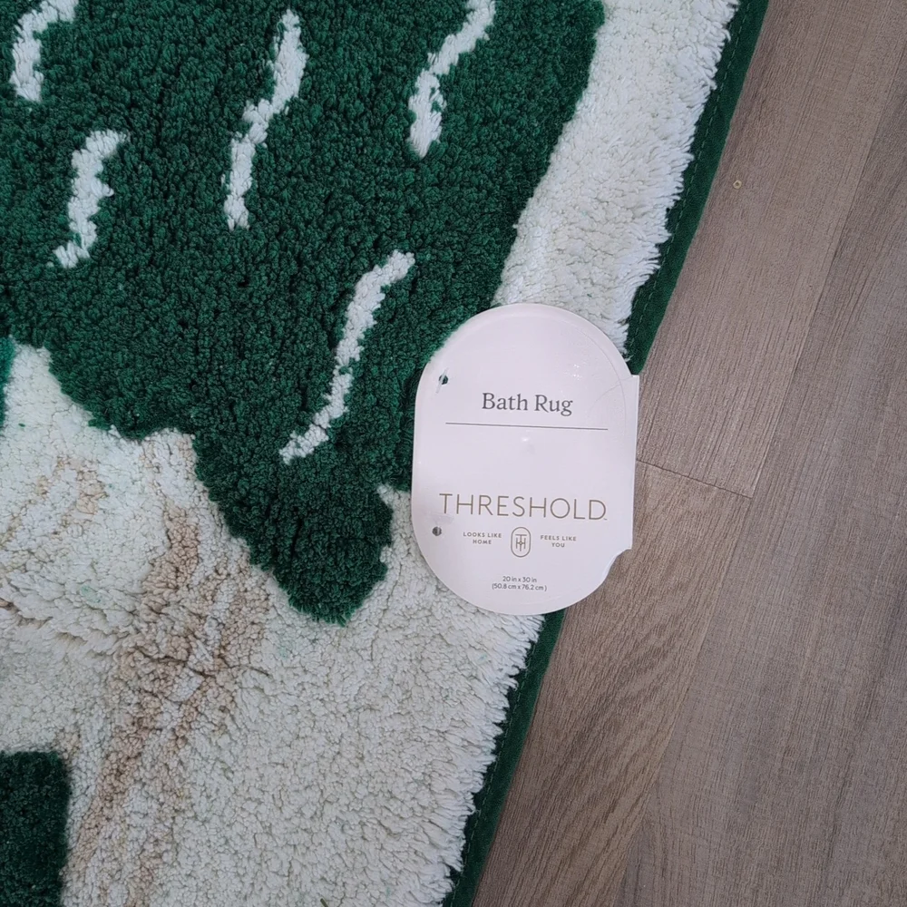 Green and White Tree Pattern Rug